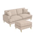 BUN/SOF157/85495 Beige Fabric 3 Seater Sofa and Footstool Set - Payton
