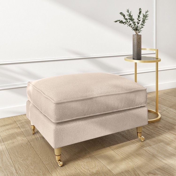 Beige Fabric 3 Seater Sofa and Footstool Set - Payton