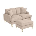 BUN/SOF158/85497 Beige Fabric 2 Seater Sofa and Footstool Set - Payton