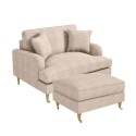 BUN/SOF159/84481 Beige Fabric Love Seat and Footstool - Payton