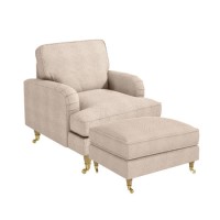 Beige Fabric Armchair and Footstool - Payton Beige Fabric Armchair and Footstool - Payton