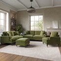 BUN/SOF162/90425 Olive Green Velvet 3 Piece Sofa Set - Payton