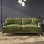 Olive Green Velvet 3 Seater 2 Seater Armchair & Footstool Set - Payton