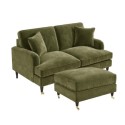 BUN/SOF163/85498 Olive Velvet Sofa and Footstool Set - Payton