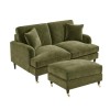 Olive Velvet 2 Seater Sofa and Footstool Set - Payton