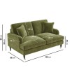 Olive Velvet 2 Seater Sofa and Footstool Set - Payton