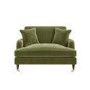 Olive Green Velvet Love Seat and Footstool - Payton