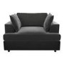 Charcoal Velvet Love Seat and Footstool Set - August