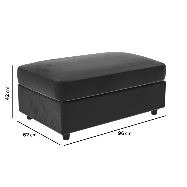 Charcoal Velvet Love Seat and Footstool Set - August