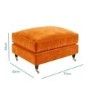 Orange Velvet 3 Seater Sofa and Footstool Set - Payton