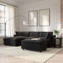 BUN/SOF176/91033 Left Hand Chaise Corner Sofa and Footstool Set in Grey Velvet - August