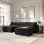 Dark Grey Velvet Corner Left Hand Facing Sofa and Footstool Set - August