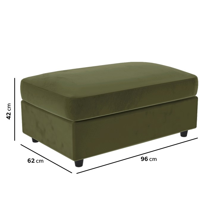 Left Hand Chaise Corner Sofa and Footstool Set in Green Velvet - August
