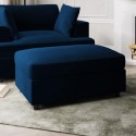 AUG003 Large Navy Velvet Footstool - August