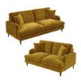 Mustard Velvet 3 Seater and 2 Seater Sofa Set - Payton
