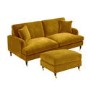 Mustard Velvet 3 Seater Sofa and Footstool Set - Payton