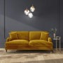 Mustard Velvet 3 Seater Sofa and Footstool Set - Payton