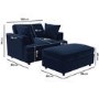 Navy Velvet Love Seat and Footstool Set - August