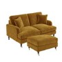 Mustard Velvet 2 Seater Sofa and Footstool Set - Payton