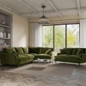 BUN/SOF202/93244 Olive Green Velvet 4 Seater Right Hand Corner and 2 Seater Sofa Set - Payton