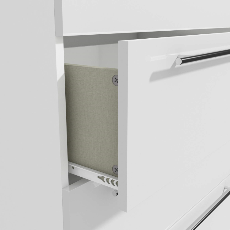 Space White High Gloss Wardrobe + 2 Bedside Tables + Chest of Drawers