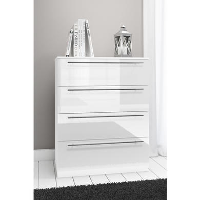 Space White High Gloss Wardrobe + 2 Bedside Tables + Chest of Drawers