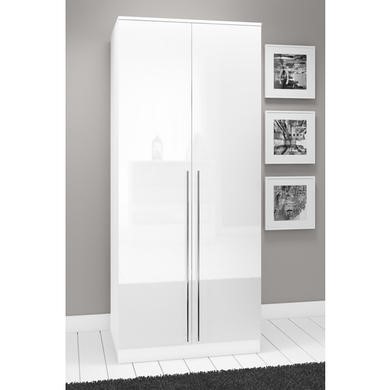 Space White High Gloss 2 Door Wardrobe Buy It Direct