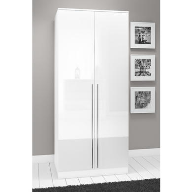 Space White High Gloss Wardrobe + 2 Bedside Tables + Chest of Drawers