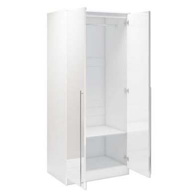 Space White High Gloss Wardrobe + 2 Bedside Tables + Chest of Drawers