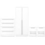 Space White High Gloss Wardrobe + 2 Bedside Tables + Chest of Drawers