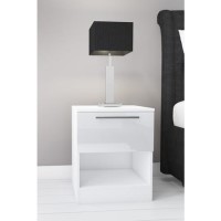 Space White High Gloss 1 Drawer Bedside Table