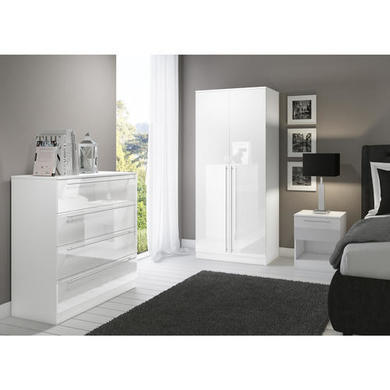 Space White High Gloss 1 Drawer Bedside Table