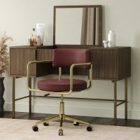 Burgundy Faux Leather Swivel Bedroom Chair - Soren