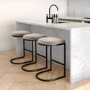 Set of 3 Mink Velvet Kitchen Stool - 66cm - Stella