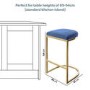 Set of 3 Navy Blue Velvet Kitchen Counter Stool - 66cm - Stella