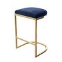 Set of 3 Navy Blue Velvet Kitchen Counter Stool - 66cm - Stella