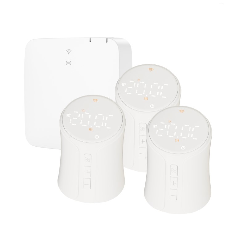 electriQ Smart TRV Valves (3 Pairs) with Zigbee Hub - White