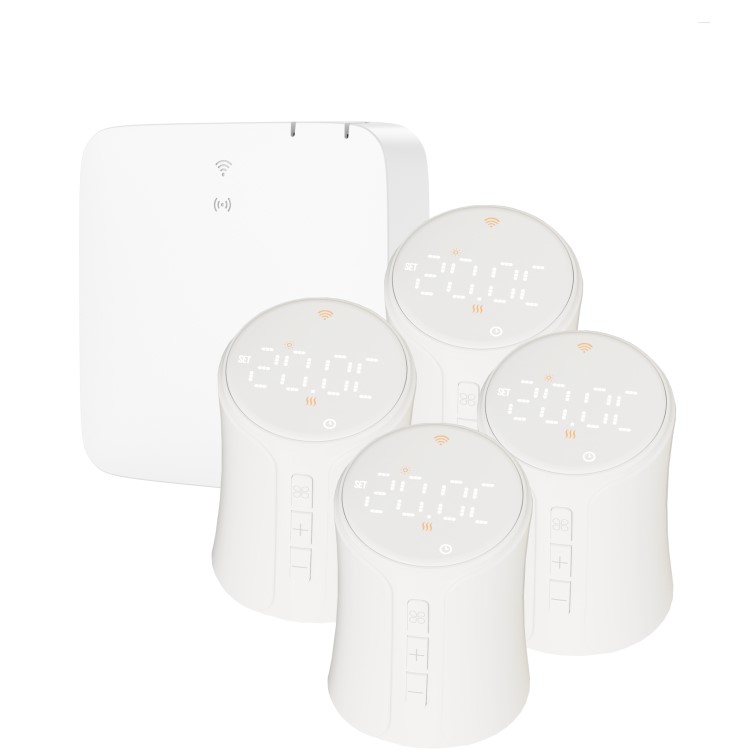 electriQ Smart TRV Valves (4 Pairs) with Zigbee Hub - White