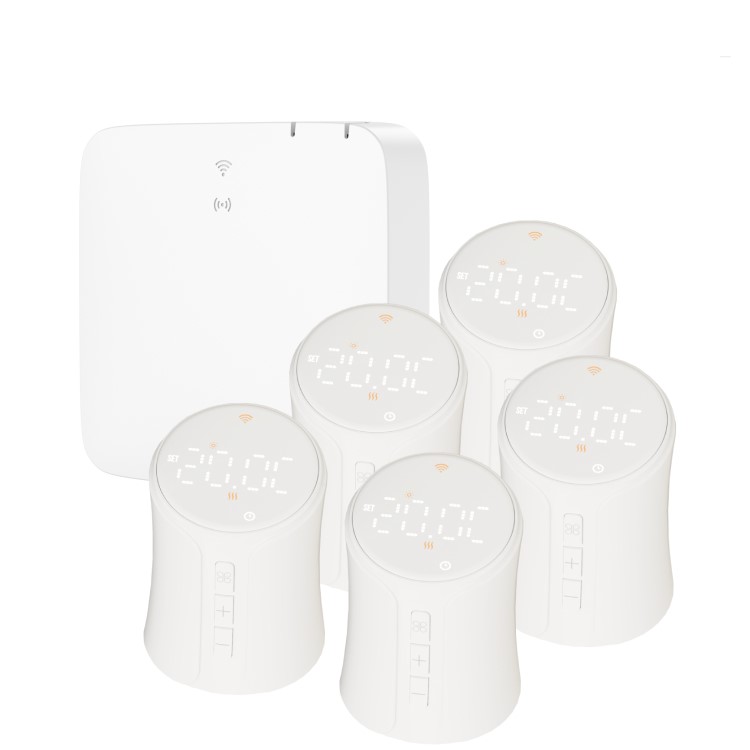 electriQ Smart TRV Valves (5 Pairs) with Zigbee Hub - White