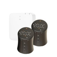 electriQ Smart TRV Valves (2 Pairs) with Zigbee Hub - Black