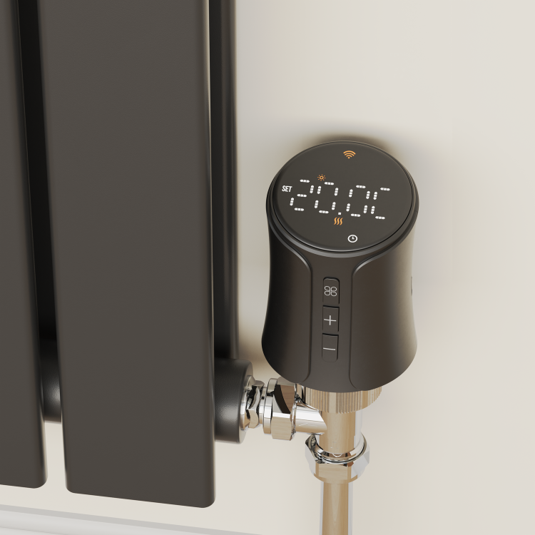 electriQ Smart TRV Valves (2 Pairs) with Zigbee Hub - Black
