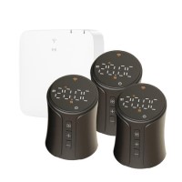 electriQ Smart TRV Valves (3 Pairs) with Zigbee Hub - Black