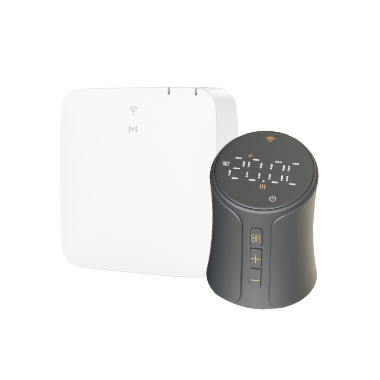electriQ Smart TRV Valves (Single Pair) with Zigbee Hub - Anthracite