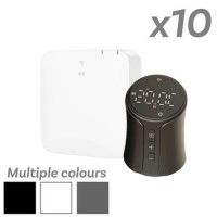 electriQ Smart TRV Valves (Pack of 10 Valves) with Zigbee Hub - 9 x Black / 1 x White