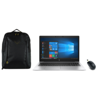 Refurbished HP EliteBook 850 G6 Ultrabook 15.6 Inch Laptop with Laptop Backpack and Genius NX-7000 Wireless Mouse Black