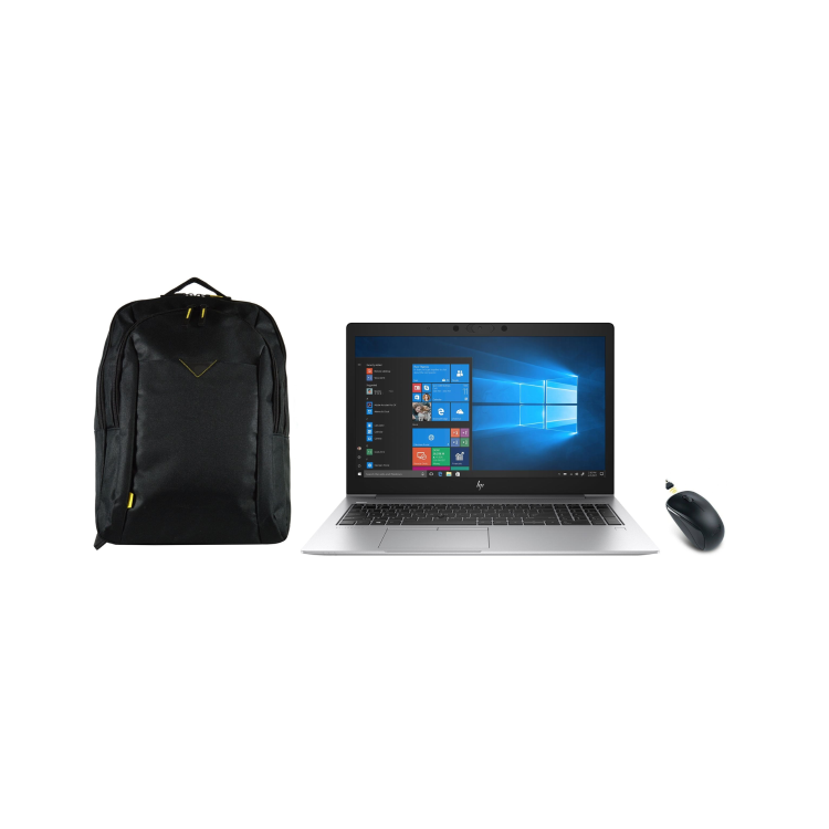 Refurbished HP EliteBook 850 G6 Ultrabook 15.6 Inch Laptop with Laptop Backpack and Genius NX-7000 Wireless Mouse Black