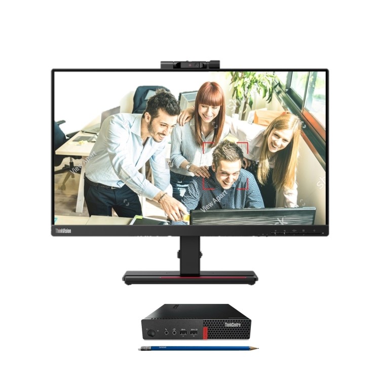 Refurbished Lenovo ThinkVision T24v-20 23.8" FULL HD IPS Monitor and Lenovo ThinkCentre M910Q Core i5 16GB NVMe Windows 10 Pro PC