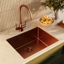 BUN/TAMCOP530/85554 1 Bowl Copper Stainless Steel Undermount Kitchen Sink with Kitchen Mixer Tap Set - Enza