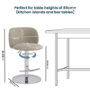 Set of 4 Beige Upholstered Adjustable Swivel Bar Stools with Chrome Base - Tessa