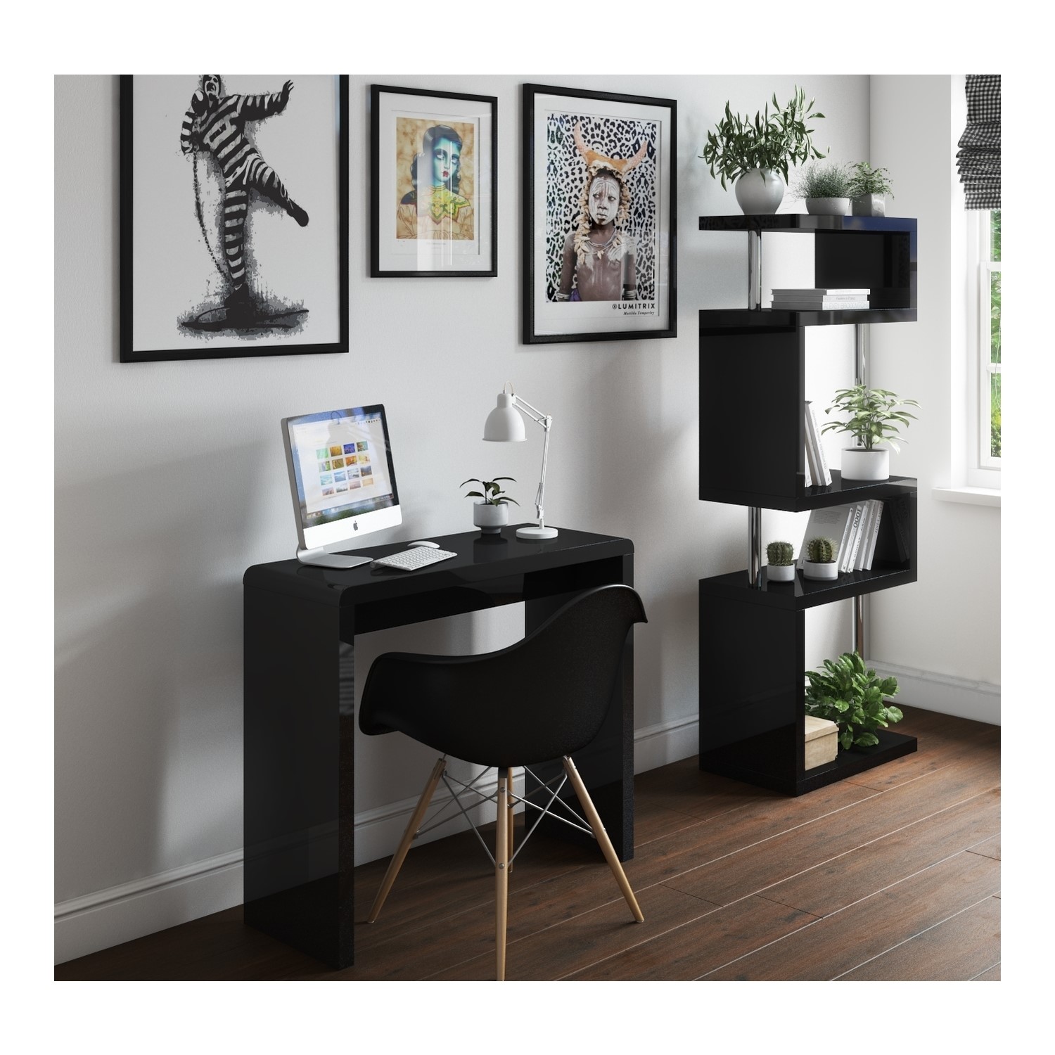 Black High Gloss Office Desk Artemis Range